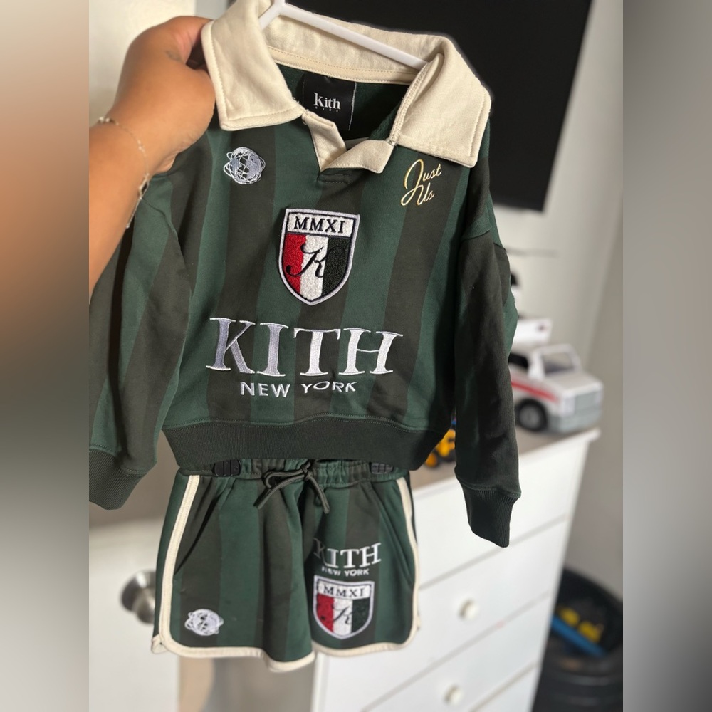 Kith Kids Green and White Polo Set